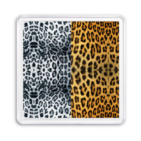 Магнит 55*55 с принтом Леопард/Снежный Барс в Тюмени, Пластик | Размер: 65*65 мм; Размер печати: 55*55 мм | textures | барс | животное | леопард | пятна | снежный | текстура | чёрное с белым