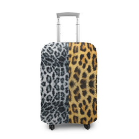 Чехол для чемодана 3D с принтом Леопард/Снежный Барс в Тюмени, 86% полиэфир, 14% спандекс | двустороннее нанесение принта, прорези для ручек и колес | textures | барс | животное | леопард | пятна | снежный | текстура | чёрное с белым