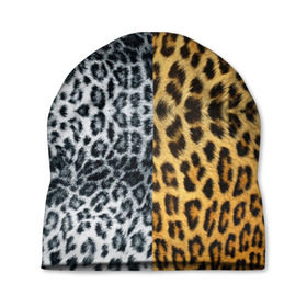 Шапка 3D с принтом Леопард/Снежный Барс в Тюмени, 100% полиэстер | универсальный размер, печать по всей поверхности изделия | textures | барс | животное | леопард | пятна | снежный | текстура | чёрное с белым