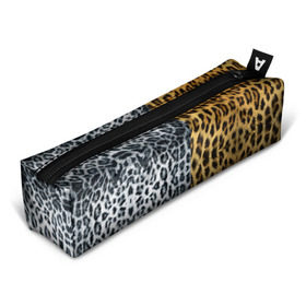 Пенал 3D с принтом Леопард/Снежный Барс в Тюмени, 100% полиэстер | плотная ткань, застежка на молнии | textures | барс | животное | леопард | пятна | снежный | текстура | чёрное с белым