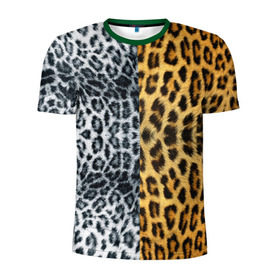 Мужская футболка 3D спортивная с принтом Леопард/Снежный Барс в Тюмени, 100% полиэстер с улучшенными характеристиками | приталенный силуэт, круглая горловина, широкие плечи, сужается к линии бедра | textures | барс | животное | леопард | пятна | снежный | текстура | чёрное с белым