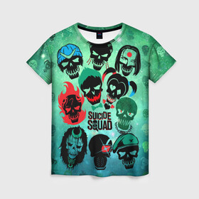 Женская футболка 3D с принтом Suicide Squad в Тюмени, 100% полиэфир ( синтетическое хлопкоподобное полотно) | прямой крой, круглый вырез горловины, длина до линии бедер | suicide squad
