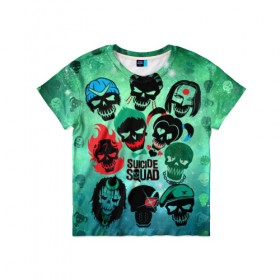 Детская футболка 3D с принтом Suicide Squad в Тюмени, 100% гипоаллергенный полиэфир | прямой крой, круглый вырез горловины, длина до линии бедер, чуть спущенное плечо, ткань немного тянется | suicide squad