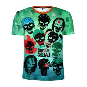 Мужская футболка 3D спортивная с принтом Suicide Squad в Тюмени, 100% полиэстер с улучшенными характеристиками | приталенный силуэт, круглая горловина, широкие плечи, сужается к линии бедра | suicide squad