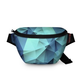 Поясная сумка 3D с принтом Polygon blue в Тюмени, 100% полиэстер | плотная ткань, ремень с регулируемой длиной, внутри несколько карманов для мелочей, основное отделение и карман с обратной стороны сумки застегиваются на молнию | полигон | текстура