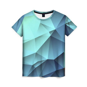 Женская футболка 3D с принтом Polygon blue в Тюмени, 100% полиэфир ( синтетическое хлопкоподобное полотно) | прямой крой, круглый вырез горловины, длина до линии бедер | полигон | текстура