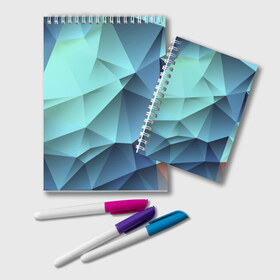 Блокнот с принтом Polygon blue в Тюмени, 100% бумага | 48 листов, плотность листов — 60 г/м2, плотность картонной обложки — 250 г/м2. Листы скреплены удобной пружинной спиралью. Цвет линий — светло-серый
 | Тематика изображения на принте: полигон | текстура