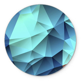 Коврик круглый с принтом Polygon blue в Тюмени, резина и полиэстер | круглая форма, изображение наносится на всю лицевую часть | Тематика изображения на принте: полигон | текстура