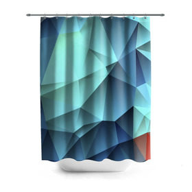 Штора 3D для ванной с принтом Polygon blue в Тюмени, 100% полиэстер | плотность материала — 100 г/м2. Стандартный размер — 146 см х 180 см. По верхнему краю — пластиковые люверсы для креплений. В комплекте 10 пластиковых колец | полигон | текстура