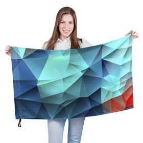 Флаг 3D с принтом Polygon blue в Тюмени, 100% полиэстер | плотность ткани — 95 г/м2, размер — 67 х 109 см. Принт наносится с одной стороны | полигон | текстура