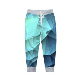 Детские брюки 3D с принтом Polygon blue в Тюмени, 100% полиэстер | манжеты по низу, эластичный пояс регулируется шнурком, по бокам два кармана без застежек, внутренняя часть кармана из мелкой сетки | полигон | текстура