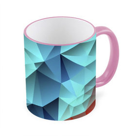 Кружка 3D с принтом Polygon blue в Тюмени, керамика | ёмкость 330 мл | Тематика изображения на принте: полигон | текстура