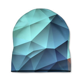 Шапка 3D с принтом Polygon blue в Тюмени, 100% полиэстер | универсальный размер, печать по всей поверхности изделия | полигон | текстура