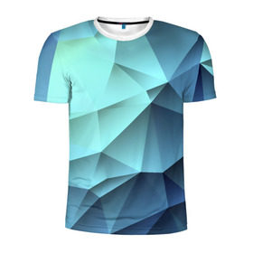 Мужская футболка 3D спортивная с принтом Polygon blue в Тюмени, 100% полиэстер с улучшенными характеристиками | приталенный силуэт, круглая горловина, широкие плечи, сужается к линии бедра | полигон | текстура