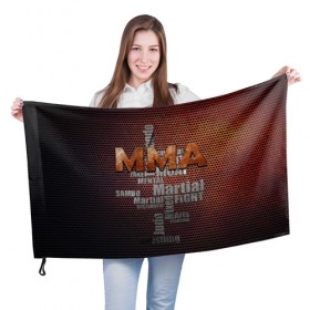 Флаг 3D с принтом MMA в Тюмени, 100% полиэстер | плотность ткани — 95 г/м2, размер — 67 х 109 см. Принт наносится с одной стороны | judo | mixed | mma | sambo | wrestling