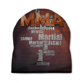 Шапка 3D с принтом MMA в Тюмени, 100% полиэстер | универсальный размер, печать по всей поверхности изделия | judo | mixed | mma | sambo | wrestling