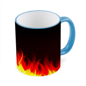 Кружка 3D с принтом Flame в Тюмени, керамика | ёмкость 330 мл | Тематика изображения на принте: пламя | черный | яркий