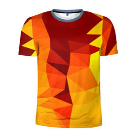 Мужская футболка 3D спортивная с принтом Golden в Тюмени, 100% полиэстер с улучшенными характеристиками | приталенный силуэт, круглая горловина, широкие плечи, сужается к линии бедра | геометрия | полигоны | разноцветный | треугольники | яркий