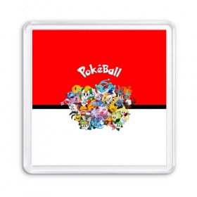 Магнит 55*55 с принтом Pokeball в Тюмени, Пластик | Размер: 65*65 мм; Размер печати: 55*55 мм | 