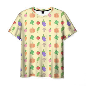 Мужская футболка 3D с принтом Рай вегетарианца в Тюмени, 100% полиэфир | прямой крой, круглый вырез горловины, длина до линии бедер | Тематика изображения на принте: вегетарианцы | забавные | необычные | овощи | приколы