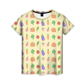 Женская футболка 3D с принтом Рай вегетарианца в Тюмени, 100% полиэфир ( синтетическое хлопкоподобное полотно) | прямой крой, круглый вырез горловины, длина до линии бедер | вегетарианцы | забавные | необычные | овощи | приколы
