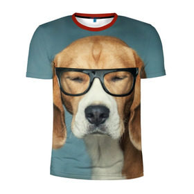 Мужская футболка 3D спортивная с принтом Бигль в Тюмени, 100% полиэстер с улучшенными характеристиками | приталенный силуэт, круглая горловина, широкие плечи, сужается к линии бедра | бигль | гончая | дворняжка | охотничья | песик | песики | собака | собаки