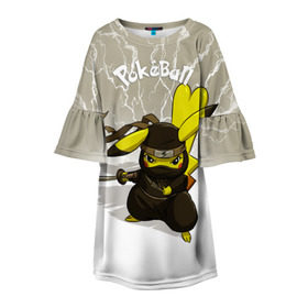 Детское платье 3D с принтом Pikachu в Тюмени, 100% полиэстер | прямой силуэт, чуть расширенный к низу. Круглая горловина, на рукавах — воланы | pikachu | pokeball | pokemon | пикачу | покеболл | покемон