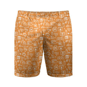 Мужские шорты 3D спортивные с принтом Жизнь на Ямайке в Тюмени,  |  | оранжевый | паттерн