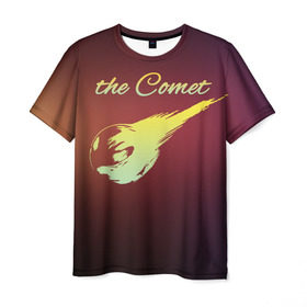 Мужская футболка 3D с принтом Летящая комета в Тюмени, 100% полиэфир | прямой крой, круглый вырез горловины, длина до линии бедер | комета | космос | красиво | надписи | планета