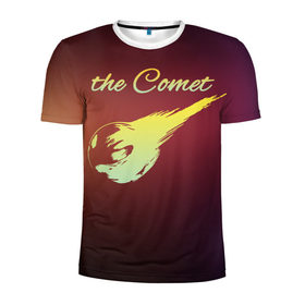 Мужская футболка 3D спортивная с принтом Летящая комета в Тюмени, 100% полиэстер с улучшенными характеристиками | приталенный силуэт, круглая горловина, широкие плечи, сужается к линии бедра | комета | космос | красиво | надписи | планета