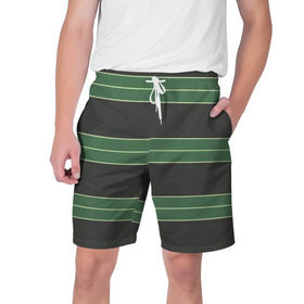 Мужские шорты 3D с принтом Одежда Курта Кобейна в Тюмени,  полиэстер 100% | прямой крой, два кармана без застежек по бокам. Мягкая трикотажная резинка на поясе, внутри которой широкие завязки. Длина чуть выше колен | в полоску | зеленая | курт кобейн | полосатая | полоски