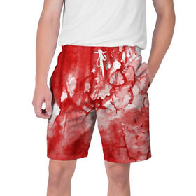 Мужские шорты 3D с принтом Кровь в Тюмени,  полиэстер 100% | прямой крой, два кармана без застежек по бокам. Мягкая трикотажная резинка на поясе, внутри которой широкие завязки. Длина чуть выше колен | брызги | капли | кровь | ужас | хэллоуин