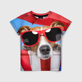 Детская футболка 3D с принтом Джек Рассел в Тюмени, 100% гипоаллергенный полиэфир | прямой крой, круглый вырез горловины, длина до линии бедер, чуть спущенное плечо, ткань немного тянется | джек рассел | песик | песики | собака | собаки | терьер