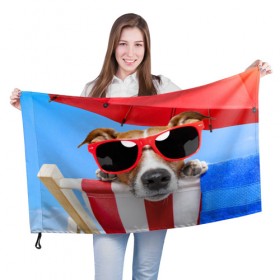 Флаг 3D с принтом Джек Рассел в Тюмени, 100% полиэстер | плотность ткани — 95 г/м2, размер — 67 х 109 см. Принт наносится с одной стороны | джек рассел | песик | песики | собака | собаки | терьер
