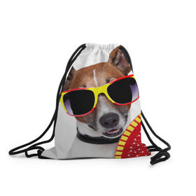 Рюкзак-мешок 3D с принтом Джек Рассел с веером в Тюмени, 100% полиэстер | плотность ткани — 200 г/м2, размер — 35 х 45 см; лямки — толстые шнурки, застежка на шнуровке, без карманов и подкладки | джек рассел | песик | песики | собака | собаки | терьер