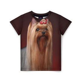 Детская футболка 3D с принтом Йоркширский терьер в Тюмени, 100% гипоаллергенный полиэфир | прямой крой, круглый вырез горловины, длина до линии бедер, чуть спущенное плечо, ткань немного тянется | йоркширский | песик | песики | собака | собаки | терьер