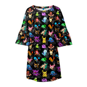 Детское платье 3D с принтом Покемоны в Тюмени, 100% полиэстер | прямой силуэт, чуть расширенный к низу. Круглая горловина, на рукавах — воланы | Тематика изображения на принте: pixels | pokeball | pokebol | pokemon | пиксели | покебол | покемон