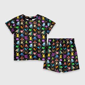 Детский костюм с шортами 3D с принтом Покемоны в Тюмени,  |  | pixels | pokeball | pokebol | pokemon | пиксели | покебол | покемон