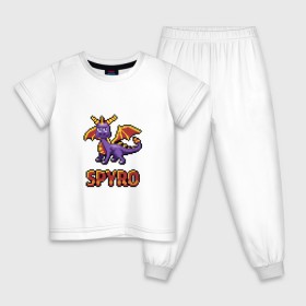 Детская пижама хлопок с принтом Дракон Спайро. 8 bit. в Тюмени, 100% хлопок |  брюки и футболка прямого кроя, без карманов, на брюках мягкая резинка на поясе и по низу штанин
 | dragon | pixel art | spyro | дракон | пиксель арт | спайро