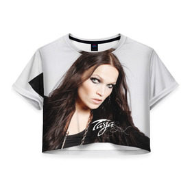 Женская футболка 3D укороченная с принтом Tarja Turunen Nightwish в Тюмени, 100% полиэстер | круглая горловина, длина футболки до линии талии, рукава с отворотами | nightwish | металл | музыка | рок | тарья турунен