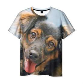 Мужская футболка 3D с принтом Длинношерстная такса в Тюмени, 100% полиэфир | прямой крой, круглый вырез горловины, длина до линии бедер | дворняжка | песик | собака | собаки | собачка | собачки | такса | таксы