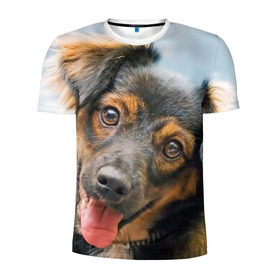 Мужская футболка 3D спортивная с принтом Длинношерстная такса в Тюмени, 100% полиэстер с улучшенными характеристиками | приталенный силуэт, круглая горловина, широкие плечи, сужается к линии бедра | дворняжка | песик | собака | собаки | собачка | собачки | такса | таксы