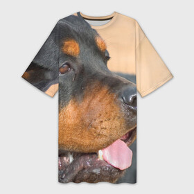 Платье-футболка 3D с принтом Ротвейлер в Тюмени,  |  | большая | пес | песик | псина | ротвейлер | ротвейлеры | собака | собаки