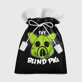 Подарочный 3D мешок с принтом Blind Pig в Тюмени, 100% полиэстер | Размер: 29*39 см | ад | зеленый | свинья | череп