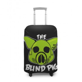 Чехол для чемодана 3D с принтом Blind Pig в Тюмени, 86% полиэфир, 14% спандекс | двустороннее нанесение принта, прорези для ручек и колес | ад | зеленый | свинья | череп