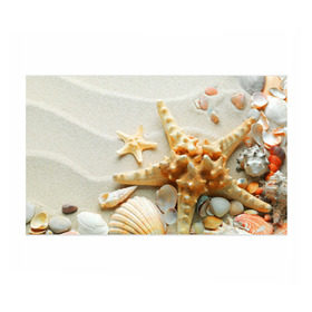 Бумага для упаковки 3D с принтом Морской пляж 5 в Тюмени, пластик и полированная сталь | круглая форма, металлическое крепление в виде кольца | море | морская звезда | песок | пляж | ракушки | туризм | турист