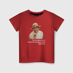 Детская футболка хлопок с принтом Джеки Чан / Jakie Chan в Тюмени, 100% хлопок | круглый вырез горловины, полуприлегающий силуэт, длина до линии бедер | actor | chan | cinema | jackie | актёр | джеки чан | кино