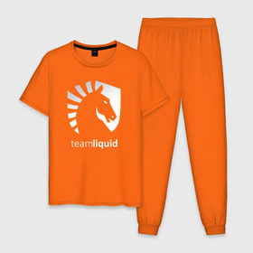 Мужская пижама хлопок с принтом cs:go - Liquid team style в Тюмени, 100% хлопок | брюки и футболка прямого кроя, без карманов, на брюках мягкая резинка на поясе и по низу штанин
 | cs | csgo | liquid | го | кс | ликвид