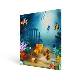 Холст квадратный с принтом Золотая рыбка в Тюмени, 100% ПВХ |  | Тематика изображения на принте: вода | водоросли | море | подводный мир | природа | рыба | рыбка | туризм