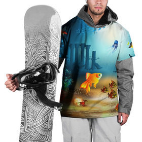 Накидка на куртку 3D с принтом Золотая рыбка в Тюмени, 100% полиэстер |  | Тематика изображения на принте: вода | водоросли | море | подводный мир | природа | рыба | рыбка | туризм